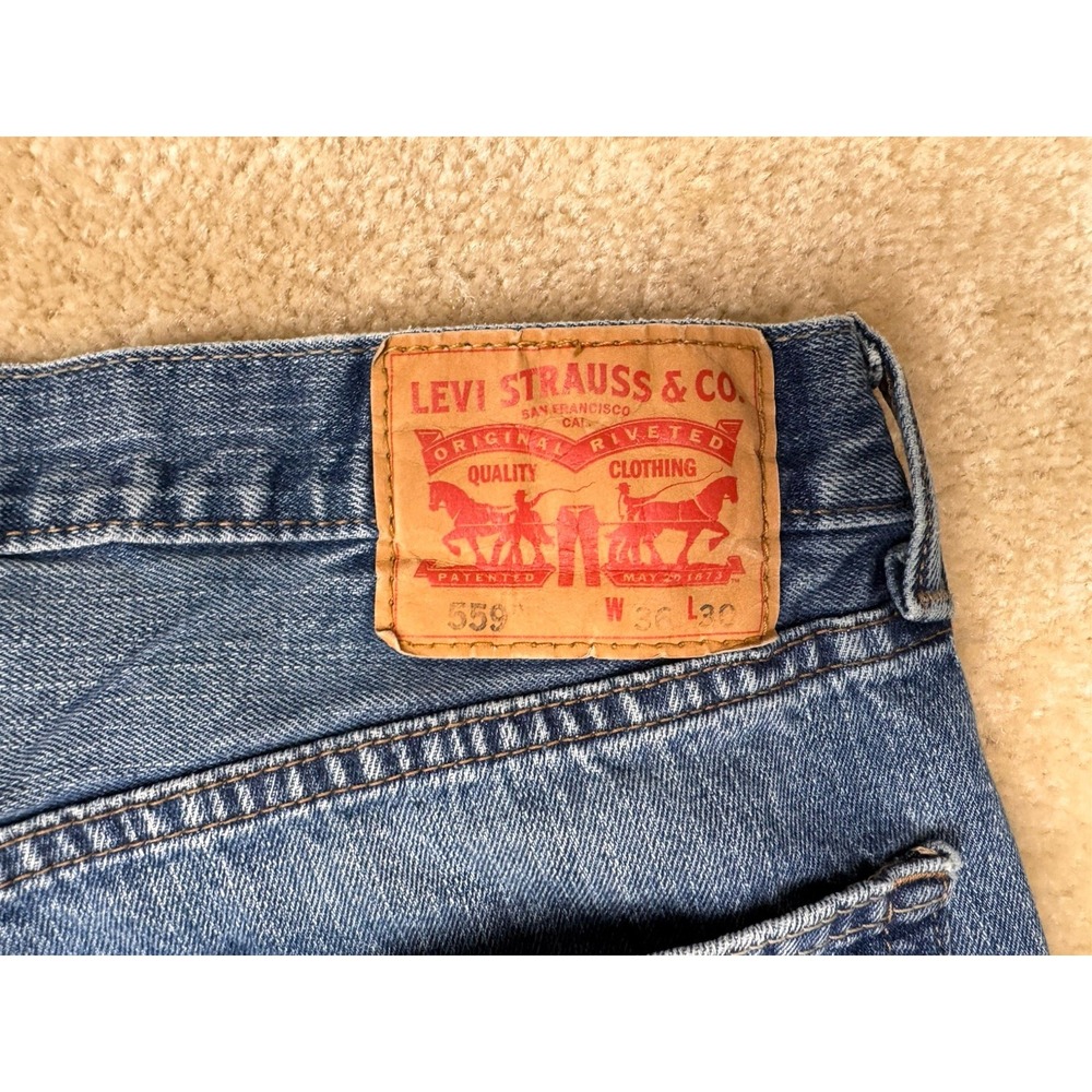 Levi's 559 Relaxed Straight Fit Jeans 36x30 Men's Blue Denim Pants Cotton (#8)